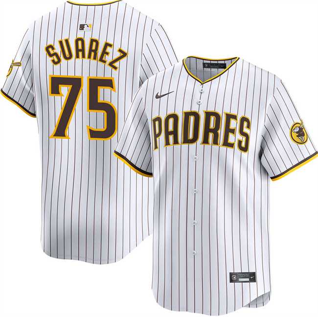 Men%27s San Diego Padres #75 Robert Suarez White 2024 Home Limited Stitched Jersey Dzhi